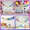 Happy Birthday Banner Felt Ball Garland Colorful Dainty Pre-Strung Rainbow Birthday Banner Reusable Happy Birthday Sign Photo Booth Props Primary Color Birthday Party Decoration for Kids Girls